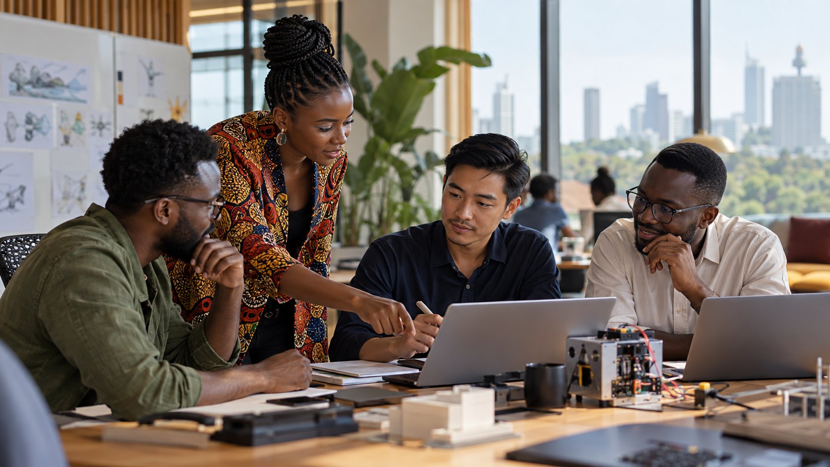 Entrepreneurs discussing a technology venture
