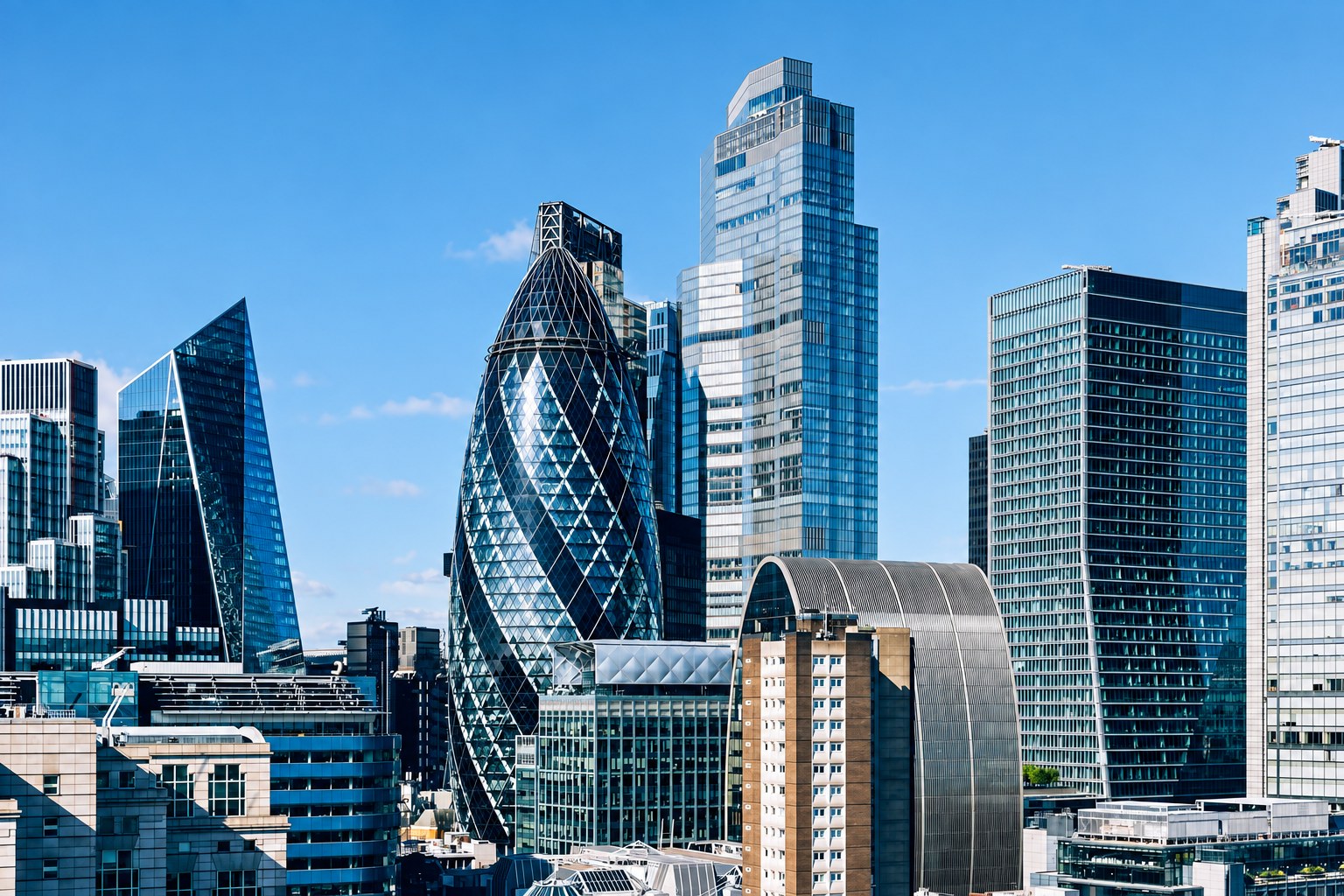 City of London skyline with the Gherkin and surrounding towers